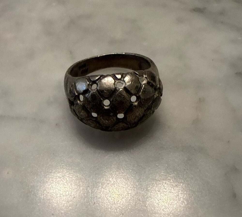 Vintage Sterling Reptile Scale Domed Sterling Silver Ring -
